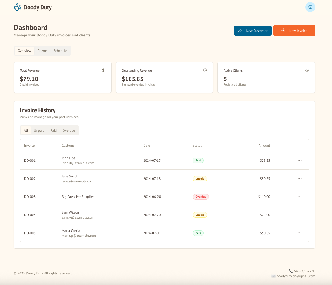 Doody Duty Dashboard