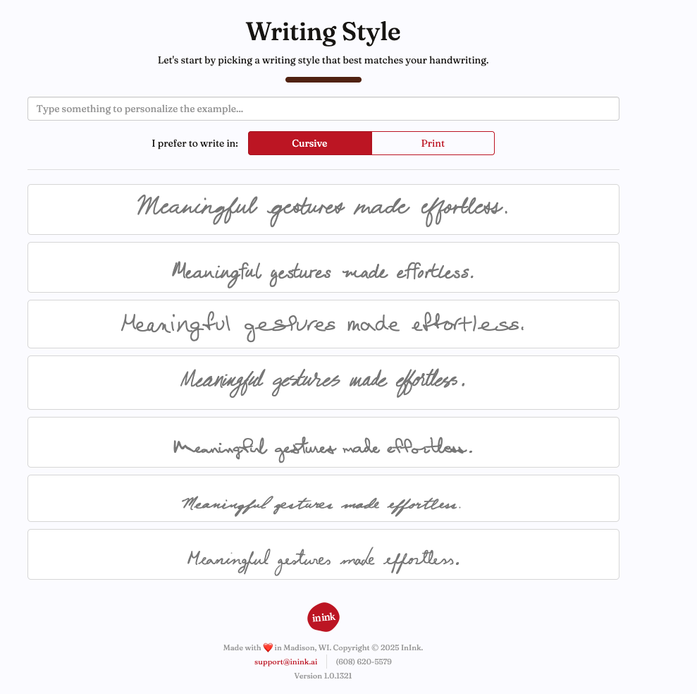 Writing Style Selection