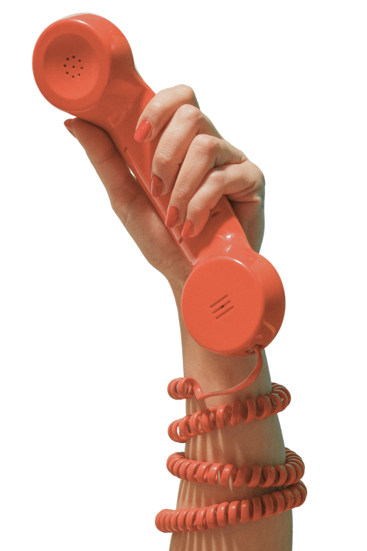 Hand holding telephone